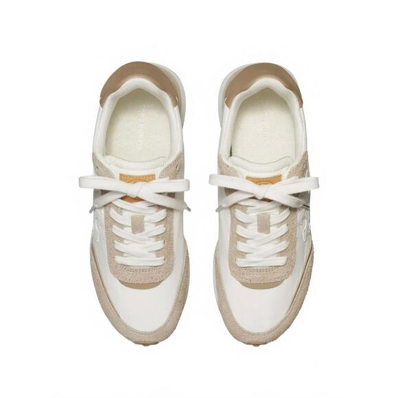 NEW TORY BURCH women's destiny low-top trainer sneaker in white purity avola